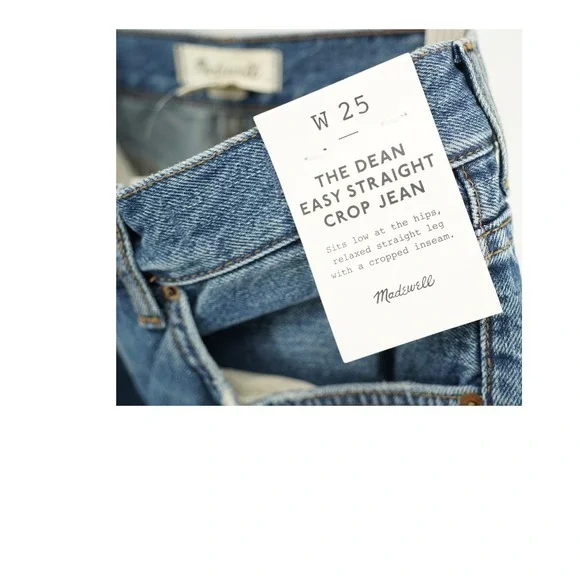 Madewell The Dean Easy Straight Crop Jeans NWT Womens 25 High Rise 27 Inseam - Picture 8 of 8
